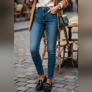 Dark Blue Skinny Jeans Size 24 High Waist Stretch Denim